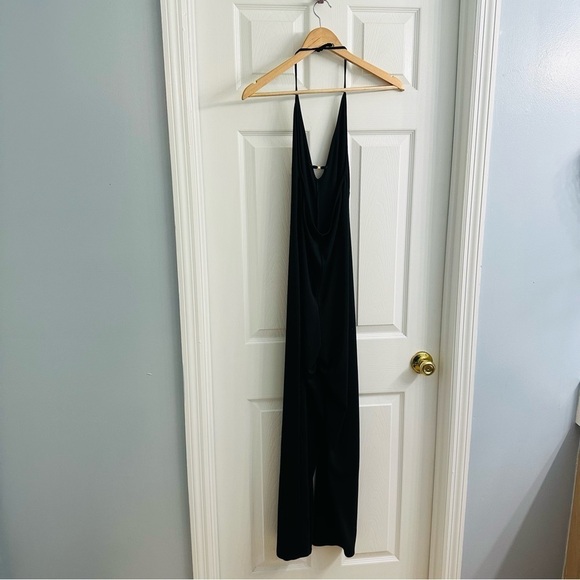 Victoria’s Secret Jumpsuit Black Halter Wide Leg Sexy Lounge V-Neck Medium - Picture 5 of 9